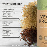 Vegan Πρωτεΐνη + Ένζυμα - 750 g (Σοκολάτα) <tc>Nutravita</tc>