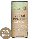 Vegan Πρωτεΐνη + Ένζυμα - 750 g (Σοκολάτα) <tc>Nutravita</tc>
