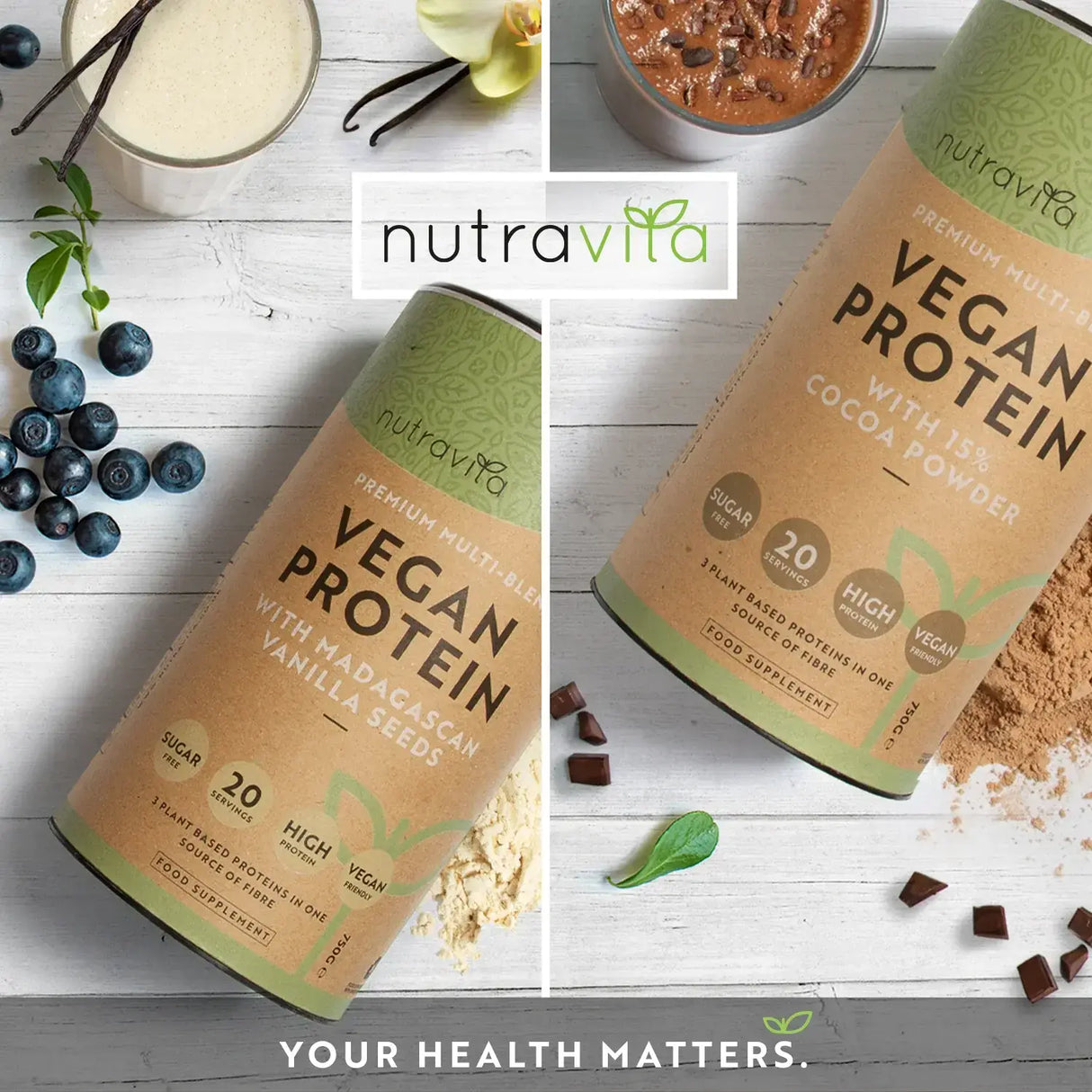 Vegan Πρωτεΐνη + Ένζυμα - 750 g (Σοκολάτα) <tc>Nutravita</tc>
