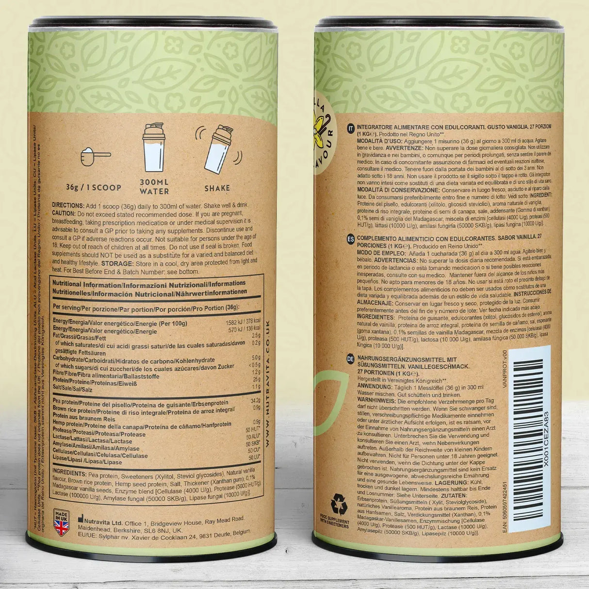 Vegan Πρωτεΐνη + Ένζυμα - 750 g (Βανίλια) <tc>Nutravita</tc>