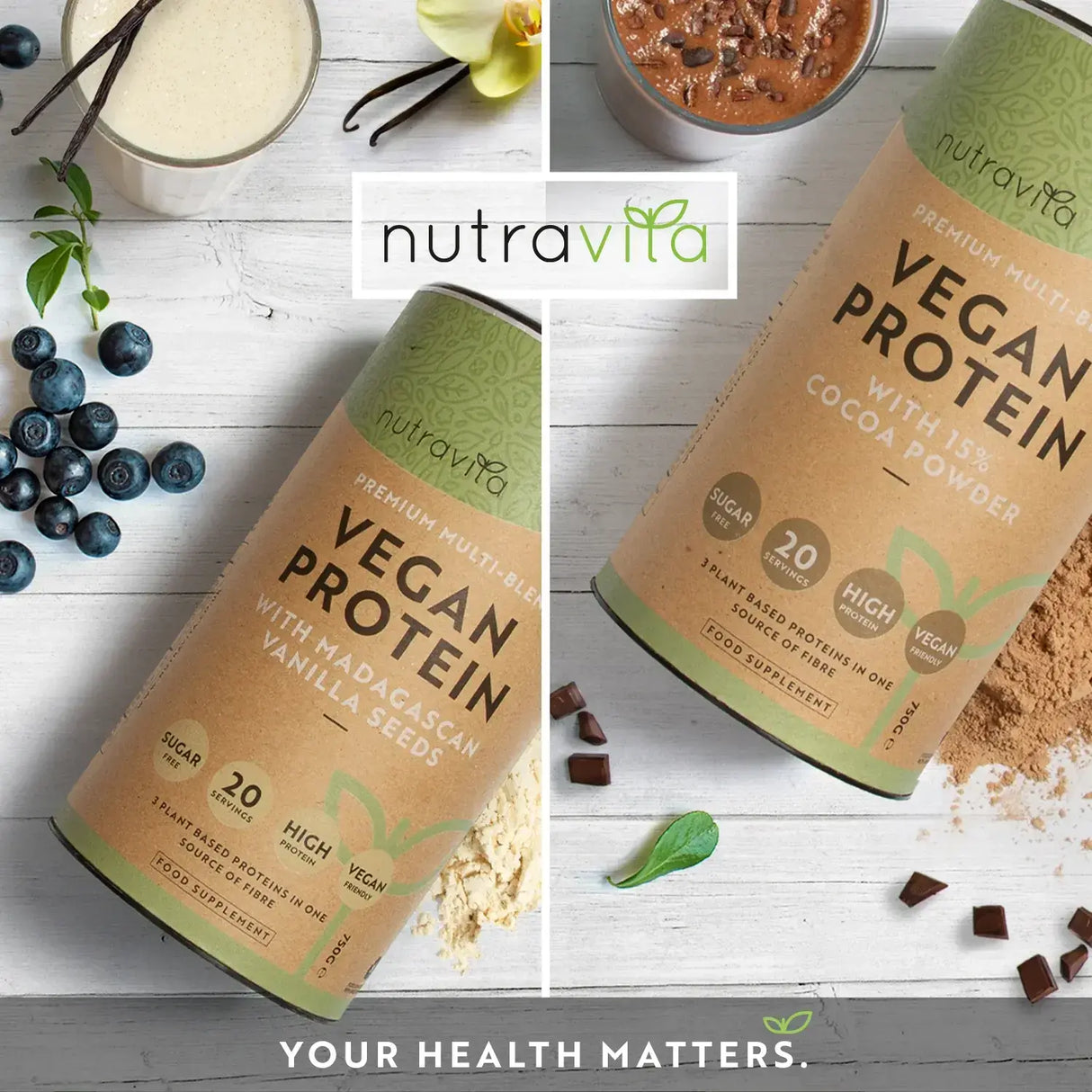 Vegan Πρωτεΐνη + Ένζυμα - 750 g (Βανίλια) <tc>Nutravita</tc>