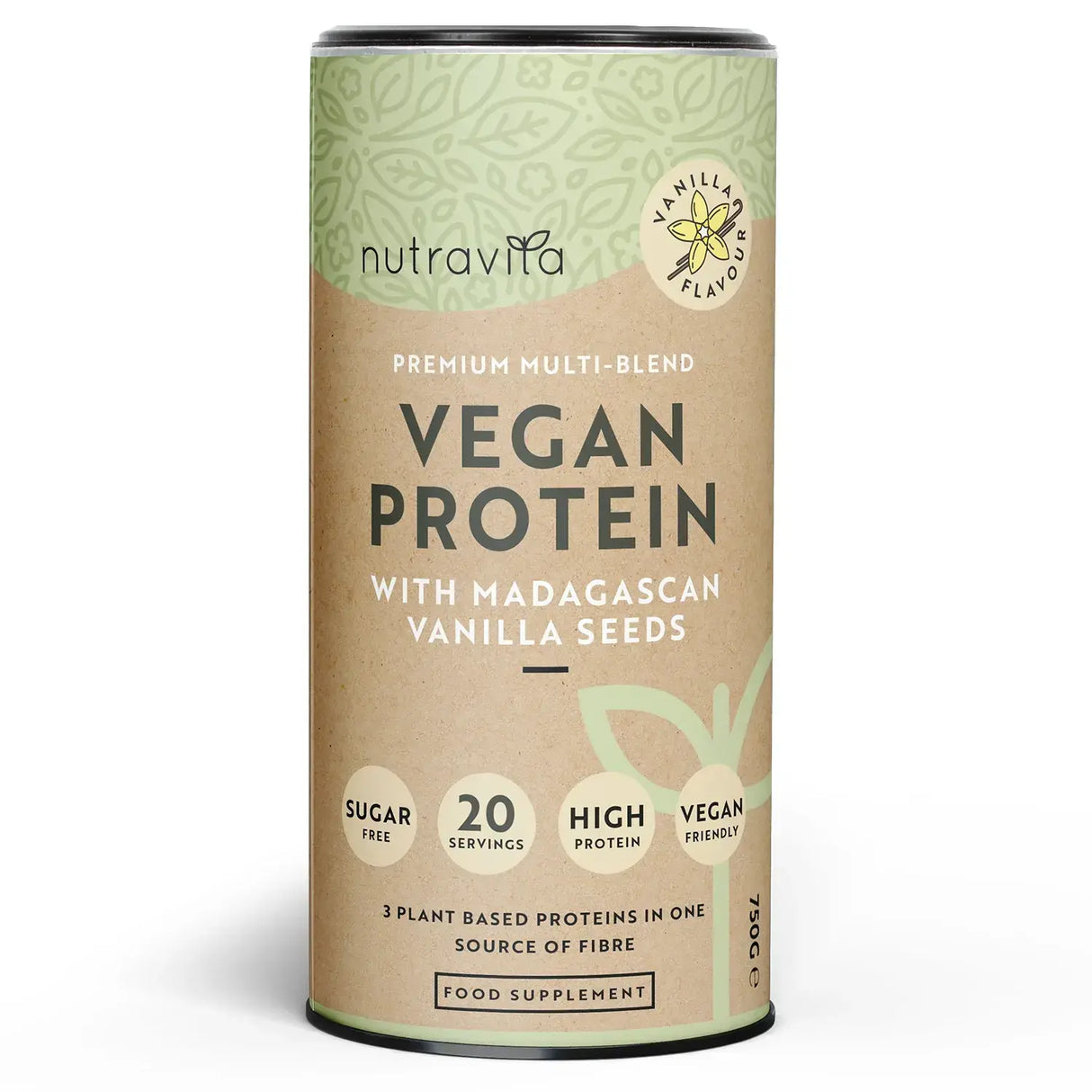 Vegan Πρωτεΐνη + Ένζυμα - 750 g (Βανίλια) <tc>Nutravita</tc>