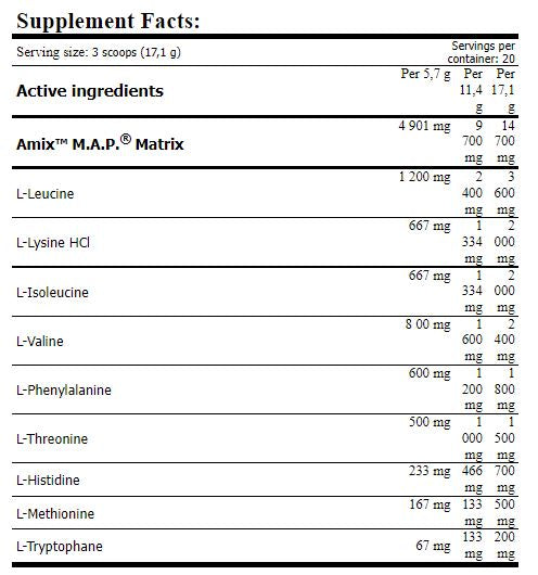 Χάρτης μυϊκός αμινοί ποτό 0,344 kg