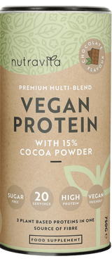 Vegan Πρωτεΐνη + Ένζυμα - 750 g (Σοκολάτα) <tc>Nutravita</tc>