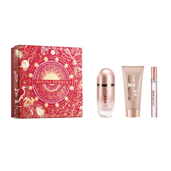 <tc>CAROLINA HERRERA</tc> 212 Vip Rose Άρωμα σε σπρέι 80ml Σετ 3 τεμαχίων Χριστούγεννα 2023