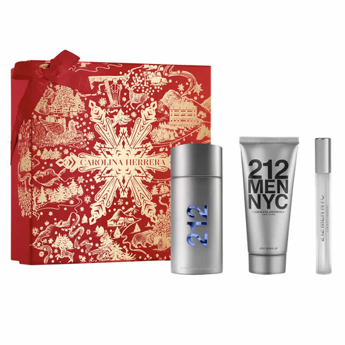 <tc>CAROLINA HERRERA</tc> 212 Men Eau De Toilette Spray 100ml Σετ 3 τεμαχίων