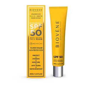 Moisturizing facial sunscreen SPF 50 with anti-aging hyaluronic acid - 40 ml - Nutra Best Europe