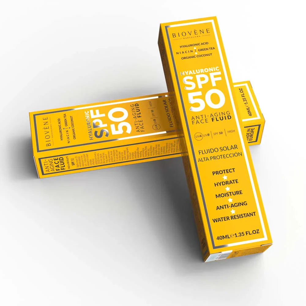 Ενυδάτωση του αντηλιακού προσώπου SPF 50 με αντι -γήρανση υαλουρονικό οξύ - 40 mL