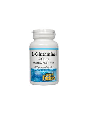 For the intestinal barrier and muscle function - L-glutamine, 500 mg, 60 capsules Natural Factors - Nutra Best Europe