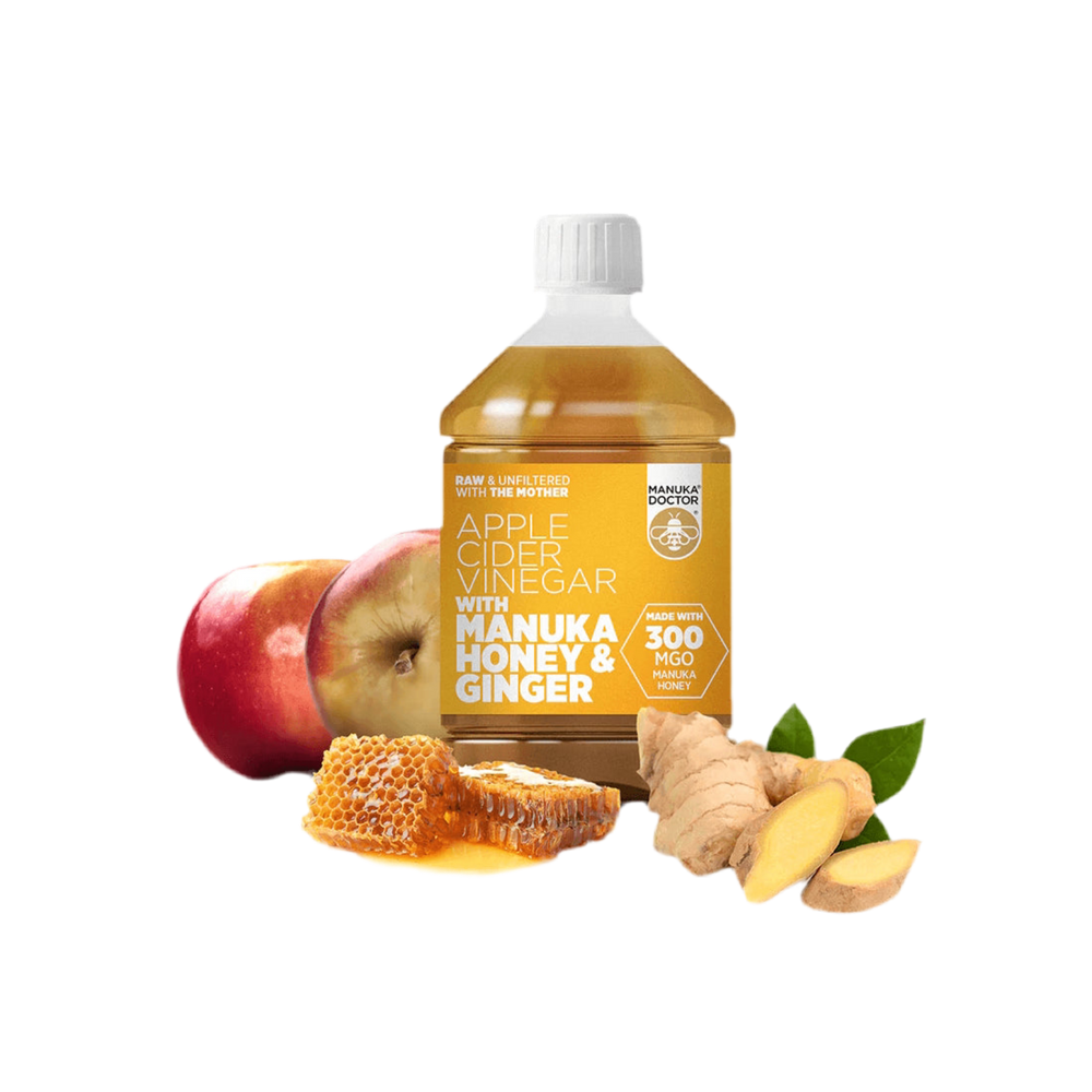 Ξύδι μηλίτη μήλου + μέλι από Manuka και τζίντζερ - ξύδι μηλίτη μήλου με Manuka Honey & Ginger (300 MGO), 500 ml