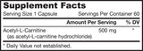 Acetyl L-Carnitine 500 mg - 60 κάψουλες