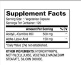 Ακετυλο L-καρνιτίνη + άλφα λιποϊκό οξύ 650 mg/120 καλύμματα