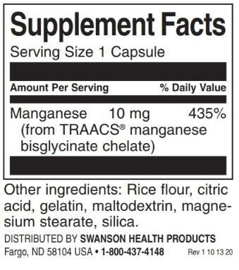 Albion Chelated Manganese 10 mg - 180 κάψουλες