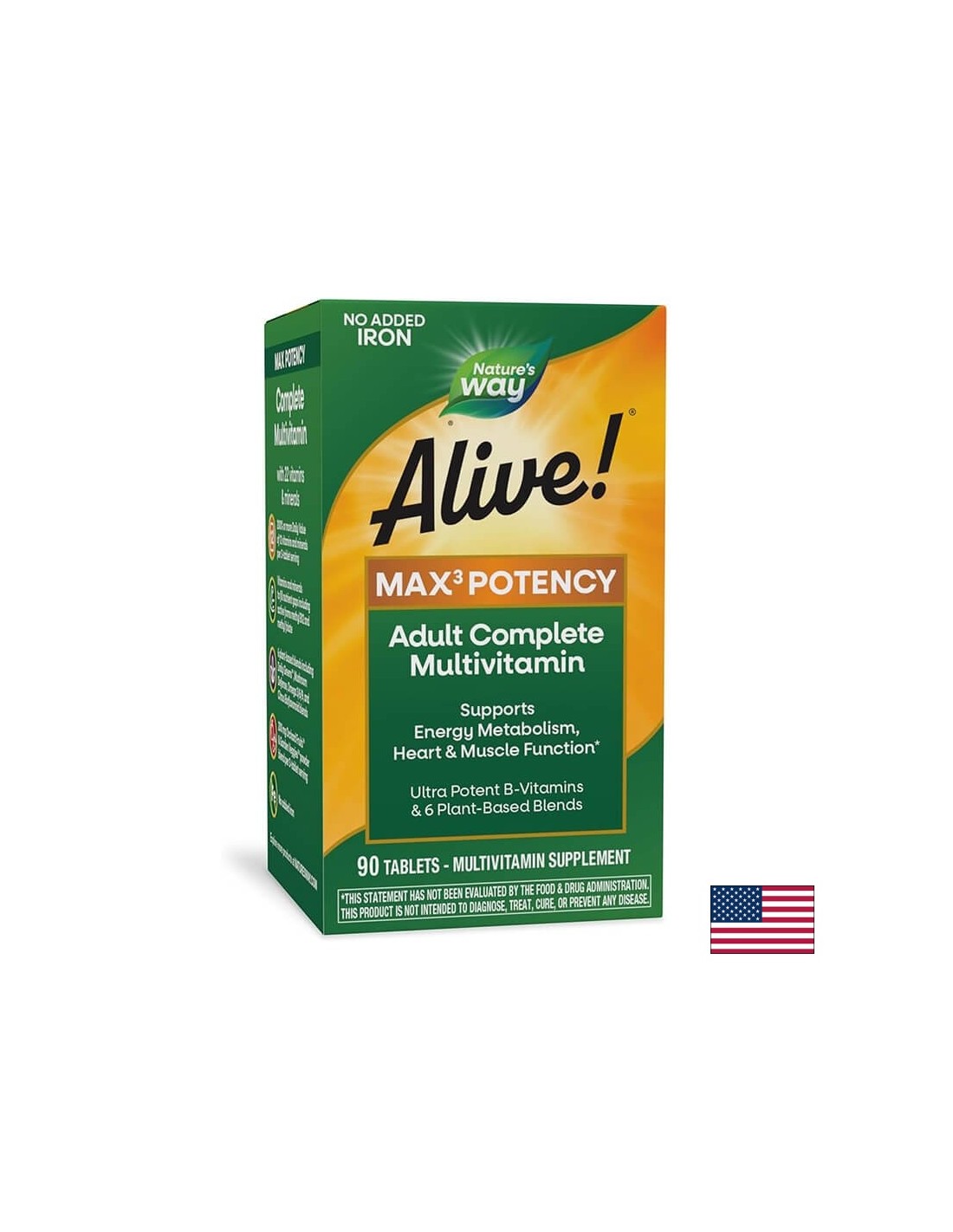 <tc>Alive</tc>!® Max6 Max Potency Πολυβιταμίνη (Χωρίς Σίδηρο) <tc>Alive</tc>!/Πολυβιταμίνες μέγιστης ισχύος (χωρίς προσθήκη σιδήρου), 90 κάψουλες Nature's Way