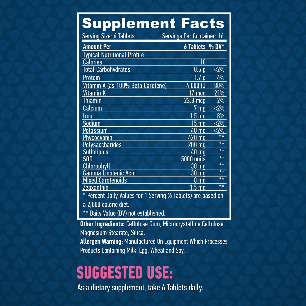 Όλα τα φυσικά Spirulina 500mg./100 καρτέλες.