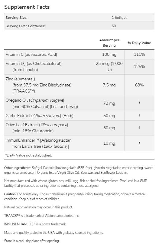 Allibiotic CDZ ™ | Εποχιακή ανοσολογική υποστήριξη - 60 κάψουλες πηκτής