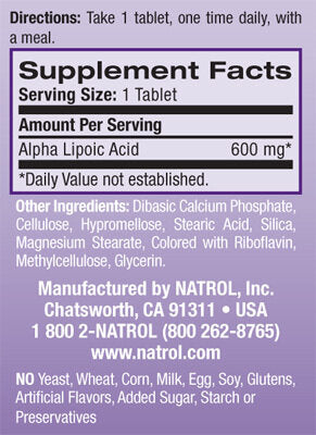 Άλφα lipoic οξύ/απελευθέρωση χρόνου/600 mg./45 καρτέλες.