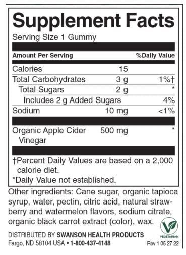 Apple μηλίτη ξίδι Gummies | Καρπούζι φράουλας - 60 μασώμενα δισκία
