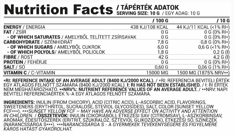 Aqua+ | Αναζωογονητική σκόνη ποτού με βιταμίνη C και ινουλίνη - 10 γραμμάρια