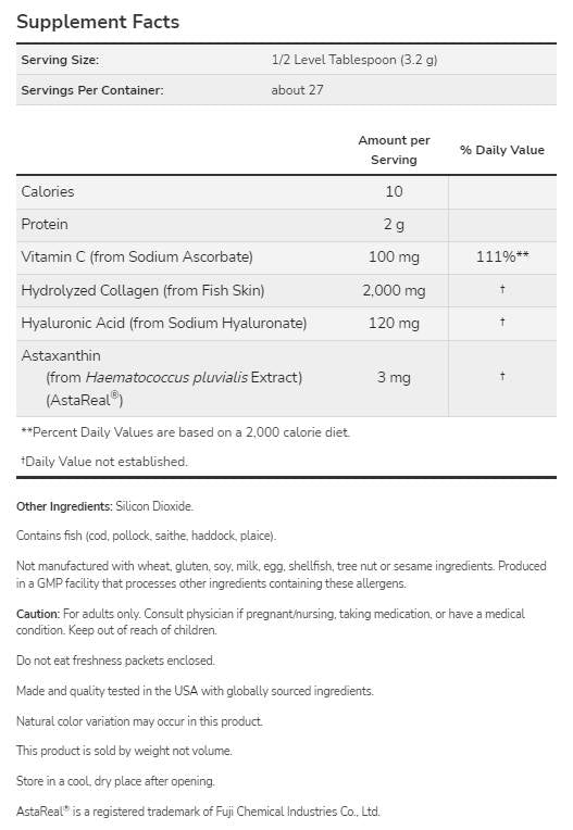 Υδατική ομορφιά | Marine Collagen + Astaxanthin - 85 γραμμάρια