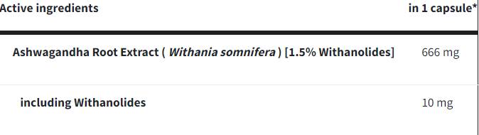 Ashwagandha 666 mg | με 1,5% Withanolides - 60 κάψουλες