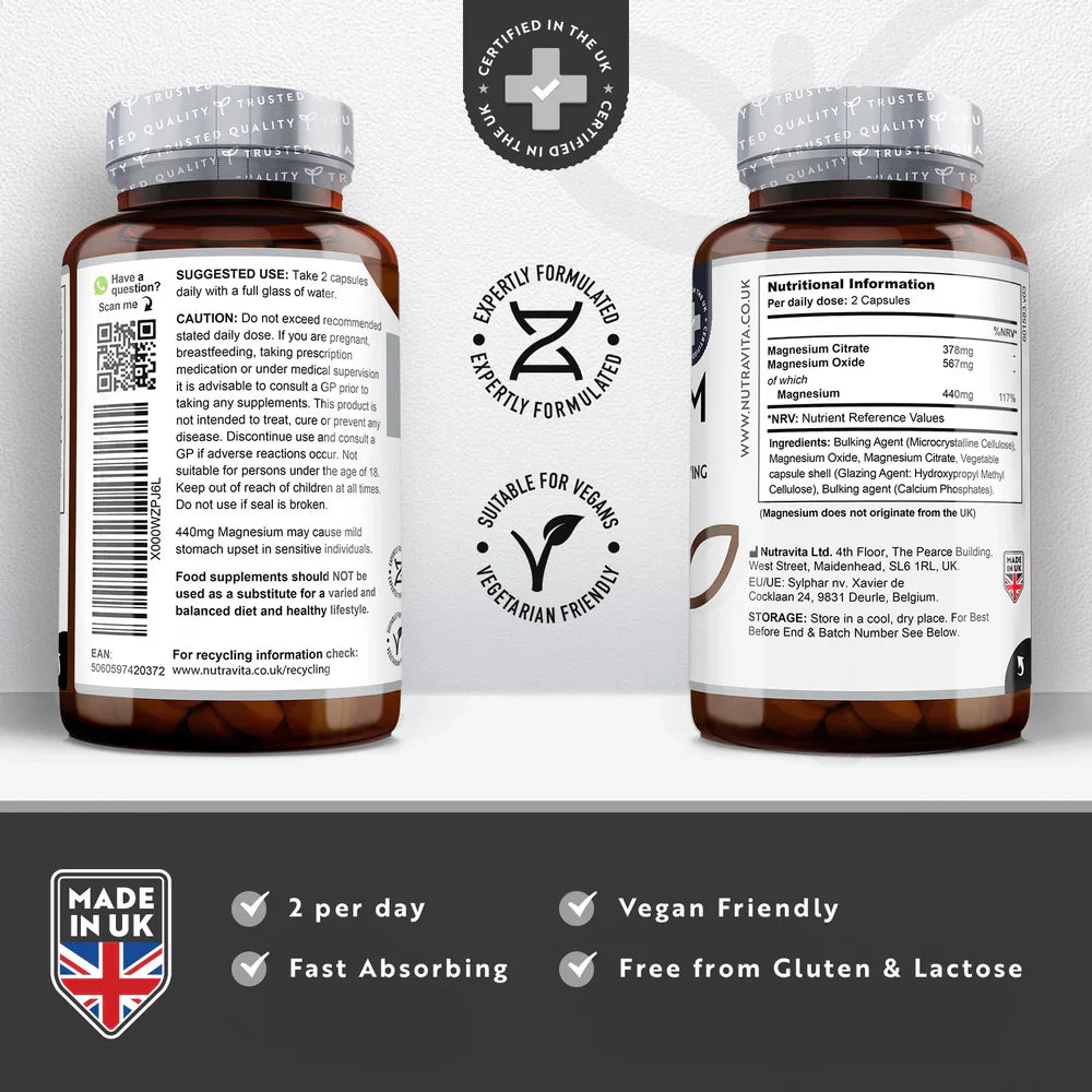 Μαγνήσιο 220 mg (δύο συστατικά) - 180 κάψουλες