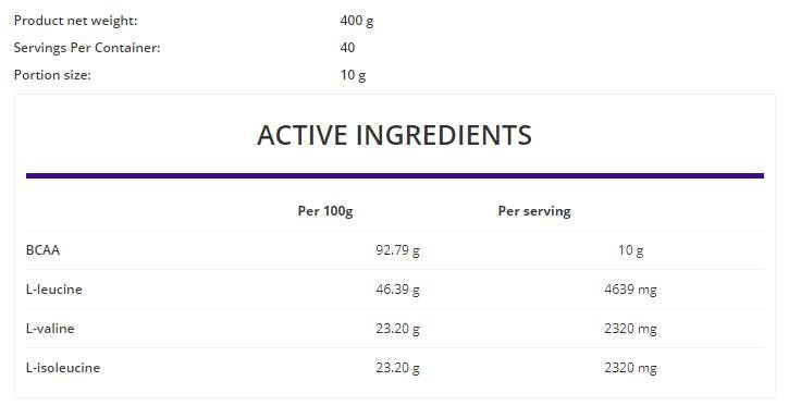 BCAA Instant Powder - 400 γραμμάρια