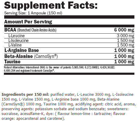 BCAA MegaFuel 6000/150 ml./12 Amp. - 1.800 κιλά