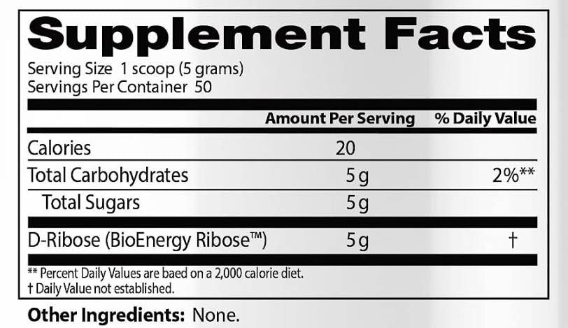 Καλύτερη σκόνη D -Ribose - 250 γραμμάρια