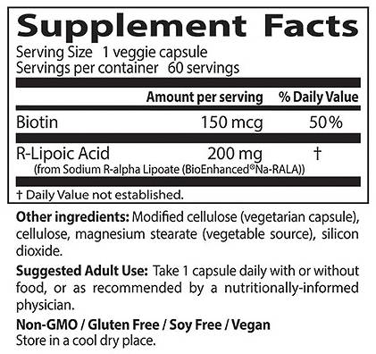 Το καλύτερο R-Lipoic Acid/Setabilized Na-R-ALA 200 mg-60 κάψουλες