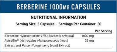 Berberine 1000 mg με Astragin - 60 κάψουλες