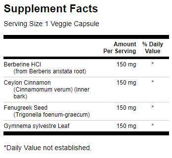 Συγκρότημα Berberine με κανέλα, Gymnema & Fenugreek 600 mg - 90 κάψουλες