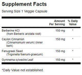 Συγκρότημα Berberine με κανέλα, Gymnema & Fenugreek 600 mg - 90 κάψουλες