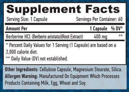 Berberine HCl 400mg./60 VCAP