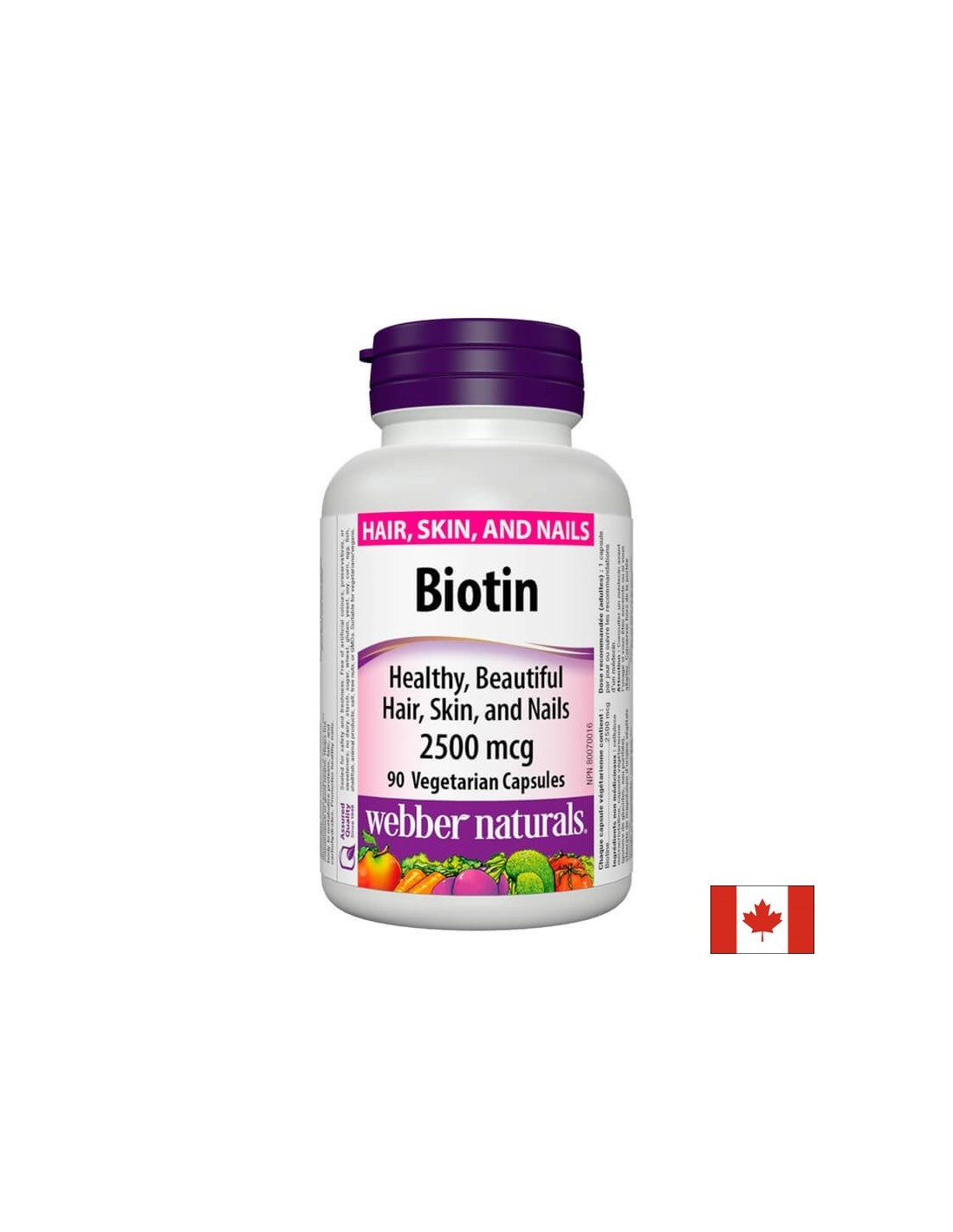 Βιοτίνη/Βιοτίνη, 2500 μg, 90 κάψουλες <tc>Webber Naturals</tc>