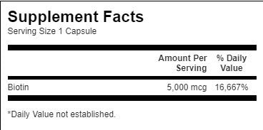 Biotin 5000 MCG - 100 κάψουλες