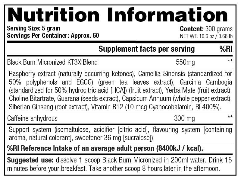 Black Burn Micronized - 300 γραμμάρια