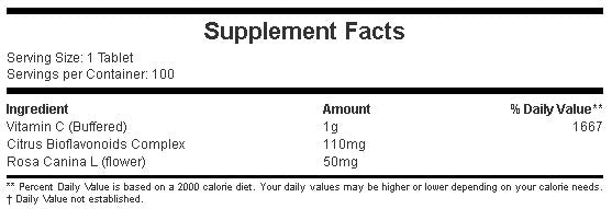 Ρυθμισμένη βιταμίνη C 1000 mg/100 Tabs