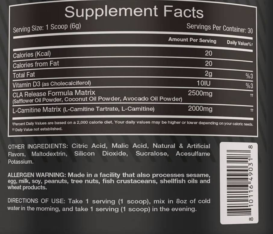 CLA + L-Καρνιτίνη | Non-Stim Formula 180 γρ