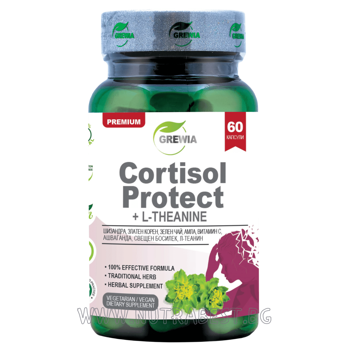 Cortisol Protect + L -Theanine/60 κάψουλες, 30 δόσεις/Grewia