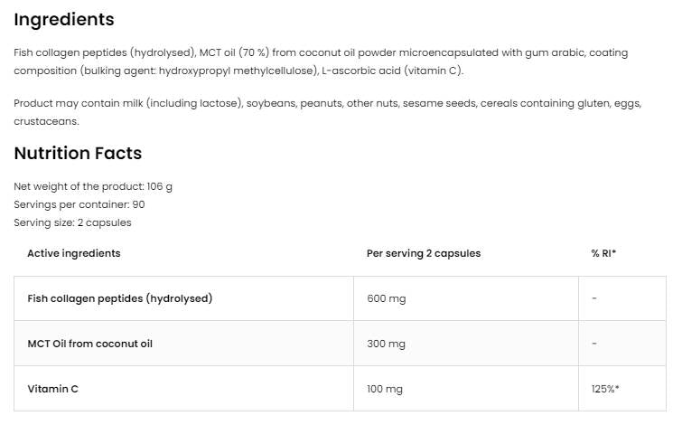 Καρύδα & κολλαγόνο | Marine Collagen with MCT - 90 capsules