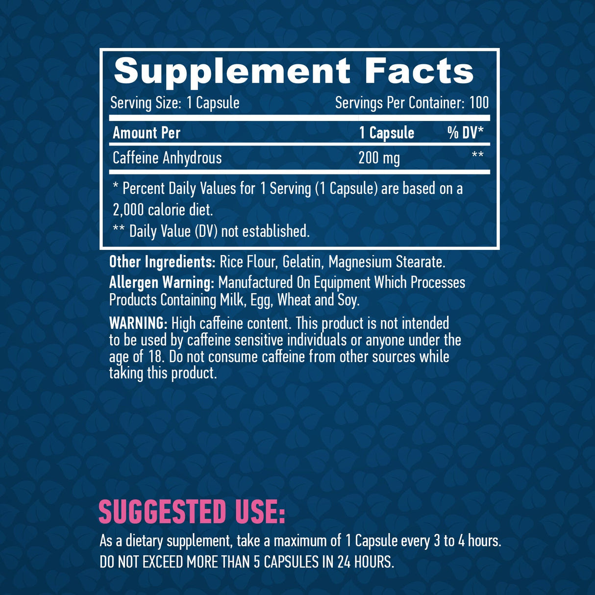 Καφεΐνη 200mg/100 καπάκια.