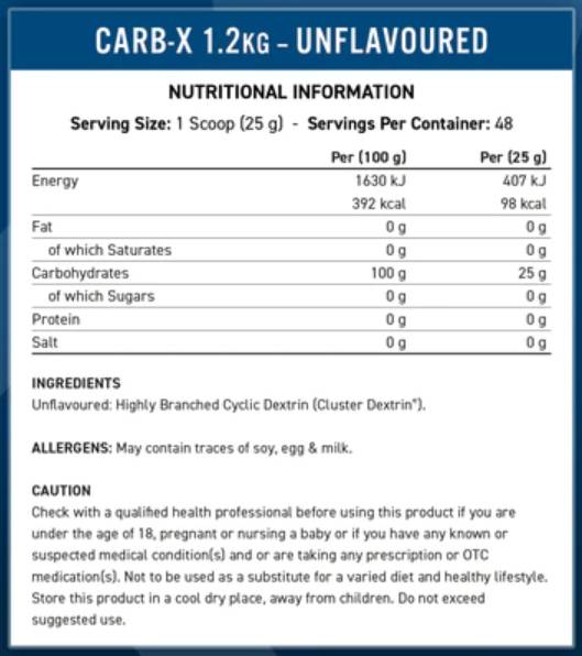 Carb-X | 100% κυκλικοί υδατάνθρακες δεξτρίνης - 300 γραμμάρια