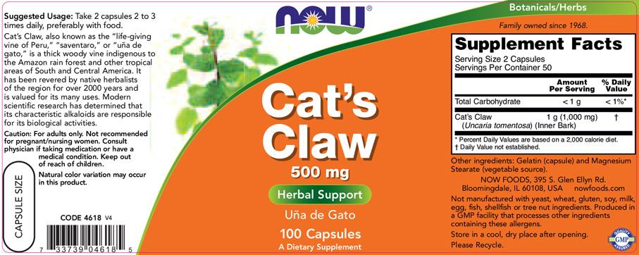 Cat's Claw 500 mg - 100 κάψουλες