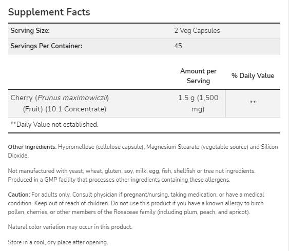 Cherry Concentrate 750 mg - 90 κάψουλες