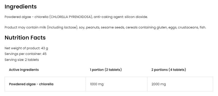 Chlorella - 1000 Δισκία