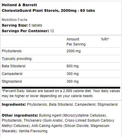 Στερόλες φυτών Cholestaguard 2000 mg | Υποστήριξη χοληστερόλης - 60 δισκία