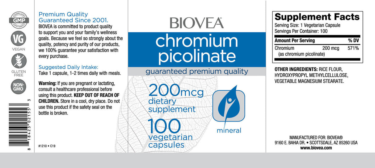 Chromium picolinate 200 MCG/100 CAPS