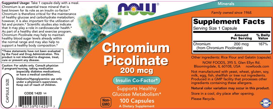Chromium Picolinate 200 mcg - 100 κάψουλες