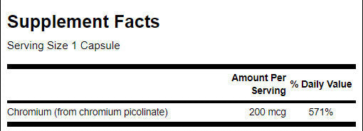 Chromium picolinate 200 MCG - 200 κάψουλες